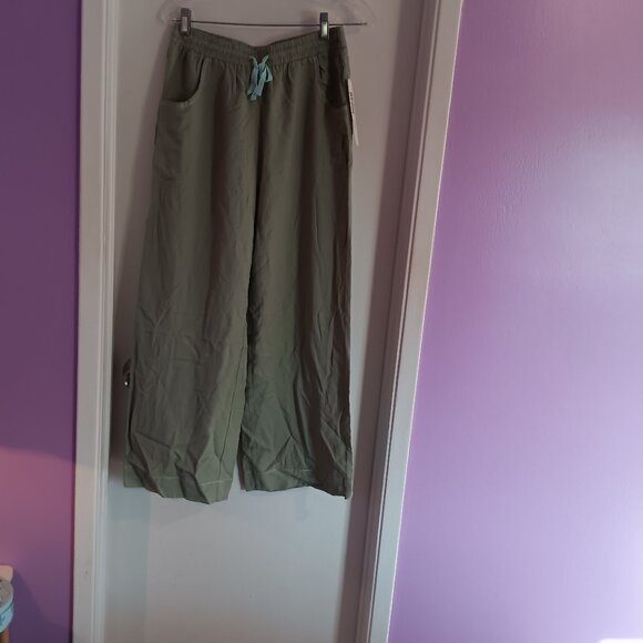 Women's Tribal Linen Blend Ankle Wide Leg Draw String Pant Size P/S NWT - Picture 1 of 9